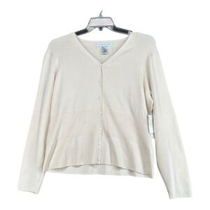 Pursuits LTD NWT XL Beige Silk Blend Cardigan Sweater Capsule Old Money Classy